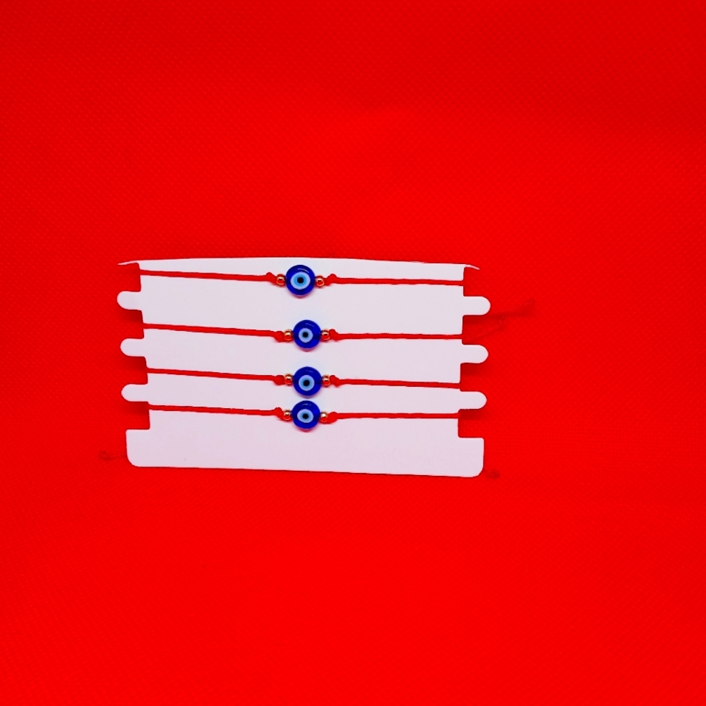 4 Evil Eye Bracelets Set - Blue and White